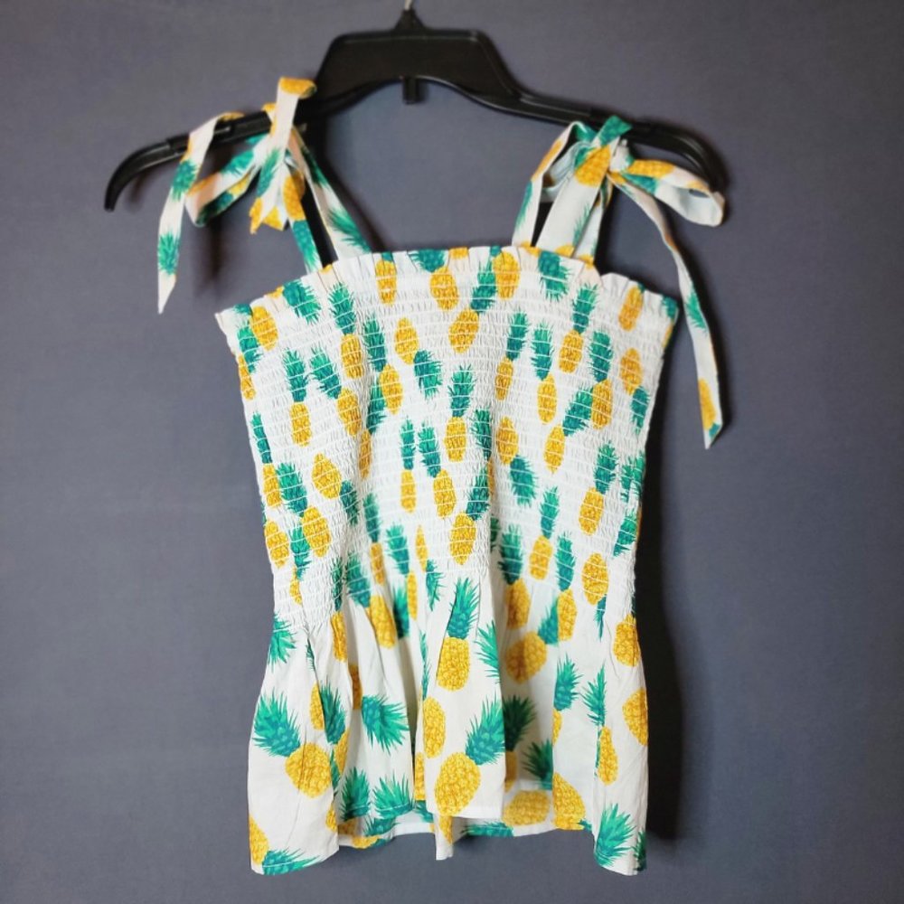 J. Crew Pineapple Print Tie Straps Pullover Tank Top For Women's Size XXS